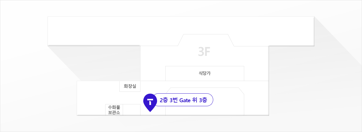 국제선 2층 3번 Gate 위 3층