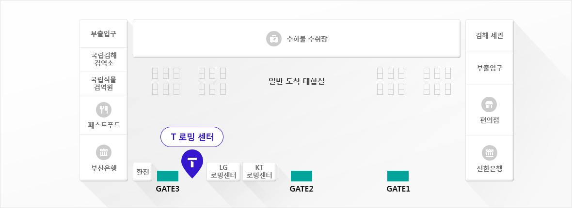 김해공항 1층 T 로밍 센터